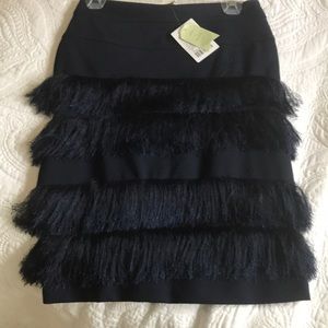 NWT Anthropologie Navy Blue Fringe Skirt